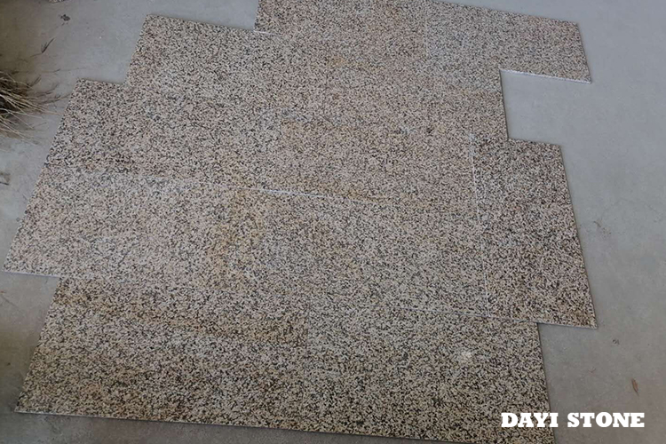 Natural Stone Tiles Yellow Granite G682 Top polished bevelled 1mm others sawn 30.5x61x1cm - Dayi Stone